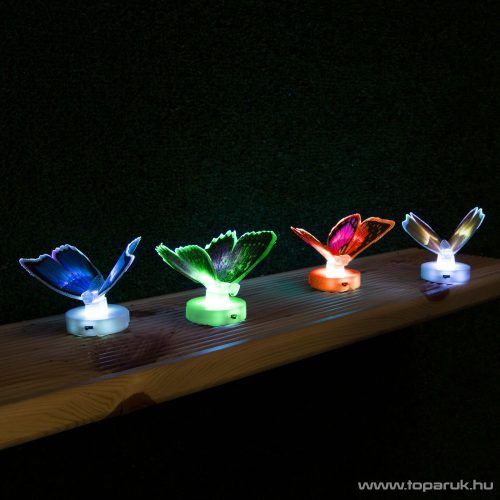 delight 11434 Beltéri elemes LED-es világító pillangó dísz, 1 db színváltós LED-del (3 féle pillangó dekoráció)