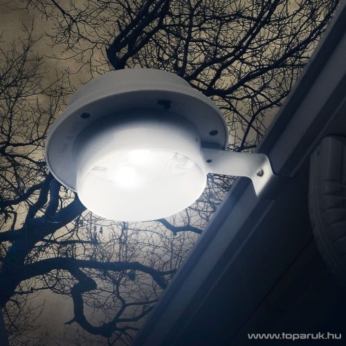 LED-es szolár lámpa, napelemes kerti lámpa, ereszcsatorna / kerítés fény, 3 LED-del, fehér (11445)