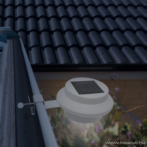 LED-es szolár lámpa, napelemes kerti lámpa, ereszcsatorna / kerítés fény, 3 LED-del, fehér (11445)