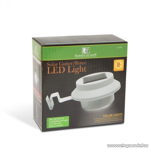 LED-es szolár lámpa, napelemes kerti lámpa, ereszcsatorna / kerítés fény, 3 LED-del, fehér (11445)