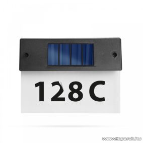   Szolár házszámfény, átlátszó plexi, hidegfehér LED világítással, 18 x 20 cm (11446C)