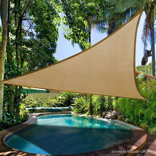 Háromszög alakú nagyméretű UV és időjárás álló napvitorla, 2 x 2 x 2 m, bézs (11562A)