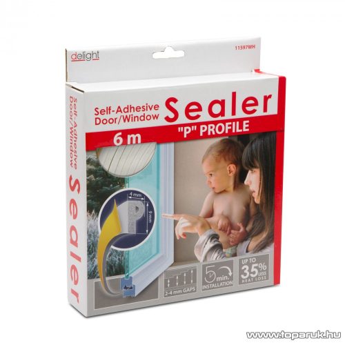 delight Öntapadós ajtó / ablak szigetelő, P profil, 6 m, fehér, 9 mm (11597WH)