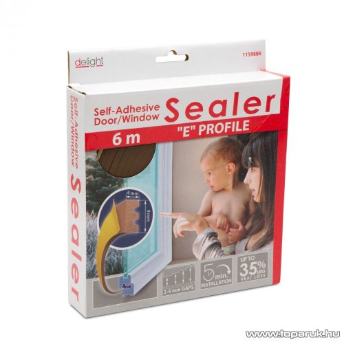 delight Öntapadós ajtó / ablak szigetelő, E profil, 6 m, barna, 9 mm (11598BR)