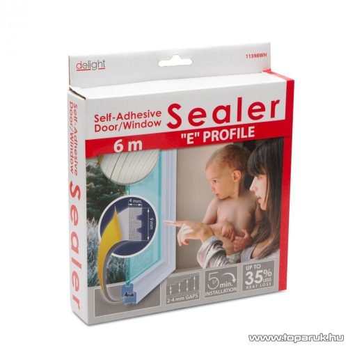 delight Öntapadós ajtó / ablak szigetelő, E profil, 6 m, fehér, 9 mm (11598WH)
