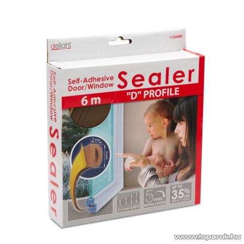delight Öntapadós ajtó / ablak szigetelő, D profil, 6 m, barna, 9 mm (11599BR)