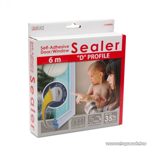 delight Öntapadós ajtó / ablak szigetelő, D profil, 6 m, fehér, 9 mm (11599WH)
