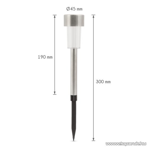 LED-es napelemes kerti szolár lámpa, fém, hidegfehér fénnyel (11702A)
