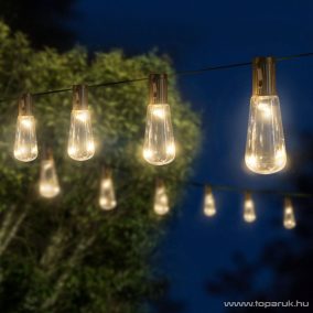   Garden of edeN 11742 Kültéri napelemes szolár LED fényfüzér, villanykörte design, 30 LED, 180 cm hosszú