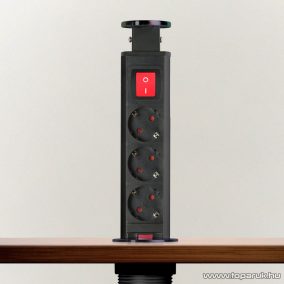   Rejtett elosztó kapcsolóval, 3-as, 1,5 m vezetékkel, szálcsiszolt fekete (20430BBS)