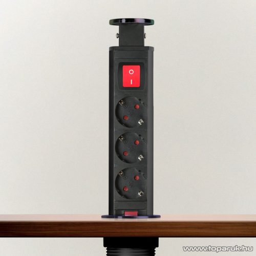 Rejtett elosztó kapcsolóval, 3-as, 1,5 m vezetékkel, szálcsiszolt fekete (20430BBS)