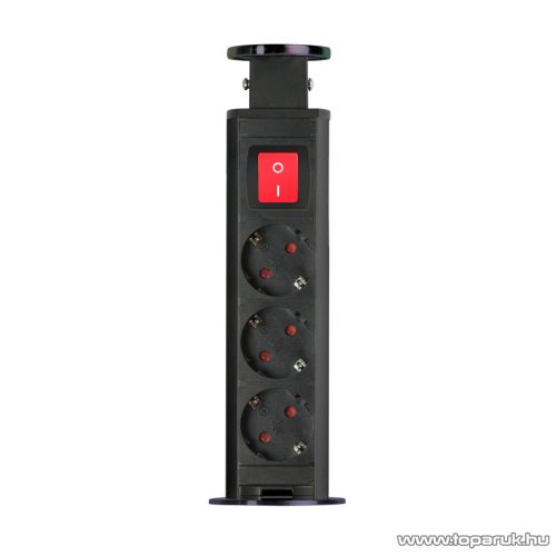 Rejtett elosztó kapcsolóval, 3-as, 1,5 m vezetékkel, szálcsiszolt fekete (20430BBS)