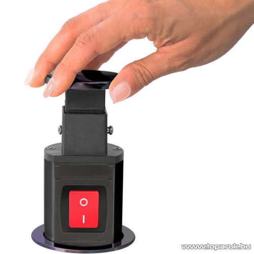 Rejtett elosztó kapcsolóval, 3-as, 1,5 m vezetékkel, szálcsiszolt fekete (20430BBS)