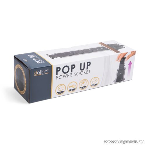 Rejtett elosztó 3-as, 1,5 m vezetékkel + 2 db USB csatlakozóval, szálcsiszolt fekete (20430BBU)