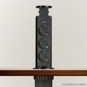   Rejtett elosztó 3-as, 1,5 m vezetékkel, szálcsiszolt fekete (20430BB)