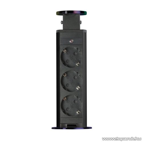 Rejtett elosztó 3-as, 1,5 m vezetékkel, szálcsiszolt fekete (20430BB)