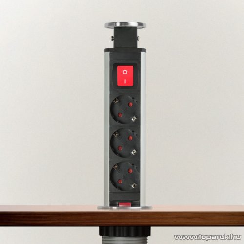 Rejtett elosztó kapcsolóval, 3-as, 1,5 m vezetékkel, szálcsiszolt ezüst (20430BSS)