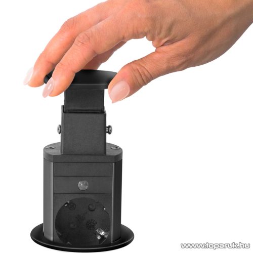 Rejtett elosztó 3-as, 1,5 m vezetékkel + 2 db USB csatlakozóval, matt fekete (20430MBU)