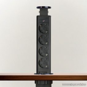   Rejtett elosztó 4-es, 1,5 m vezetékkel, szálcsiszolt fekete (20431BB)