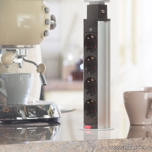 Rejtett elosztó 4-es, 1,5 m vezetékkel, ezüst (20431S)