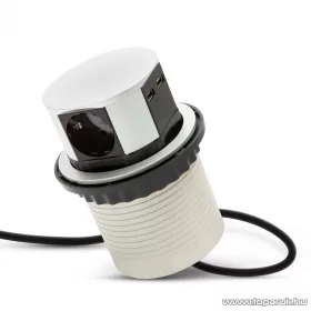   delight Beépíthető rejtett elosztó USB csatlakozóval, 3 db aljzattal és 2 db USB-csatlakozóval, ezüst (20433)