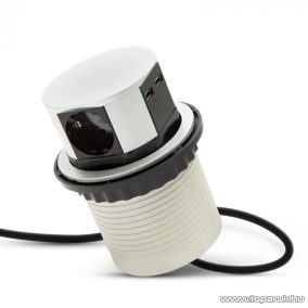   delight Beépíthető rejtett elosztó USB csatlakozóval, 3 db aljzattal és 2 db USB-csatlakozóval, ezüst (20433)