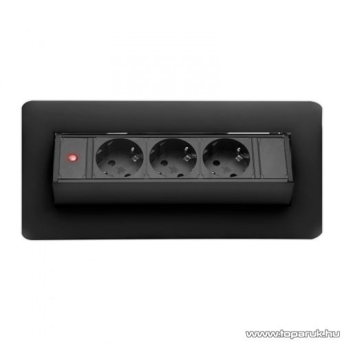 Rejtett elosztó, 3-as, 1,5 m kábelhossz, FLIP-UP kivitel, fekete (20440BK)