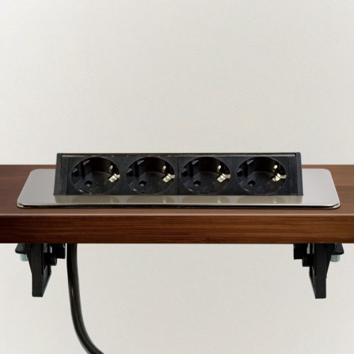 delight 20446B 4-es FLIP-UP rejtett elosztó, felnyíló kivitel, szálcsiszolt, 1,5 m / max. 3500W