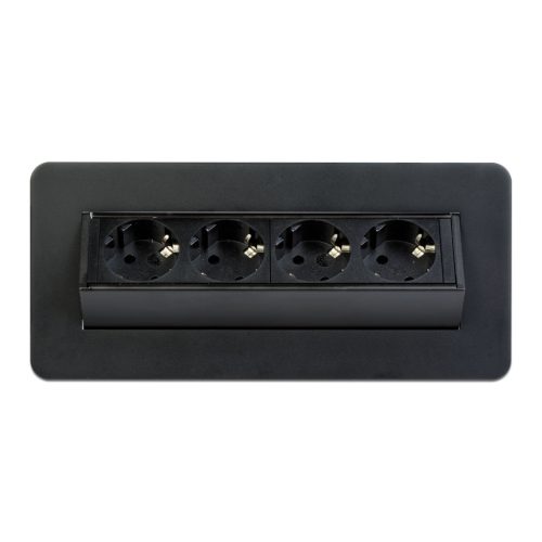 delight 20446BK 4-es FLIP-UP rejtett elosztó, felnyíló kivitel, fekete, 1,5 m / max. 3500W