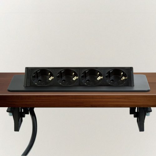 delight 20446BK 4-es FLIP-UP rejtett elosztó, felnyíló kivitel, fekete, 1,5 m / max. 3500W