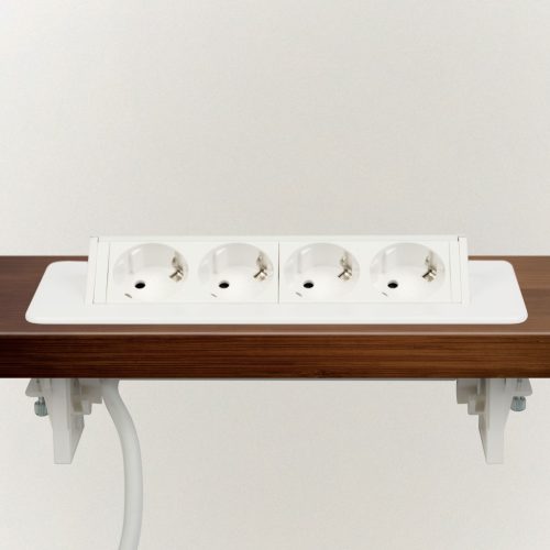 delight 20446WH 4-es FLIP-UP rejtett elosztó, felnyíló kivitel, fehér, 1,5 m / max. 3500W