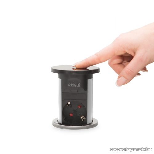 delight Motoros rejtett elosztó 3-as + USB-A, Type-C csatlakozókkal, ezüst (20451S)