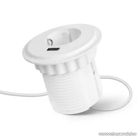   delight Beépíthető rejtett konnektor aljzat + USB csatlakozó aljzat, fehér (20461WH)