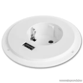   delight Beépíthető rejtett konnektor aljzat + USB csatlakozó aljzat, fehér (20461WH)