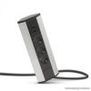 Delight 20483 Aluminum házas sarok elosztó, 3 x 250V, 16A + 2 x beépített USB porttal