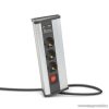 Delight 20483S Aluminum házas sarok elosztó, 3 x 250V, 16A + 2 x beépített USB, kapcsolóval