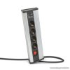 Delight 20484S Aluminum házas sarok elosztó, 4 x 250V, 16A + 2 x beépített USB, kapcsolóval