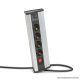 Delight 20484S Aluminum házas sarok elosztó, 4 x 250V, 16A + 2 x beépített USB, kapcsolóval
