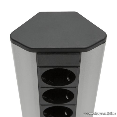 Delight 20485 Aluminum házas sarok elosztó, 5 x 250V, 16A + 2 x beépített USB porttal