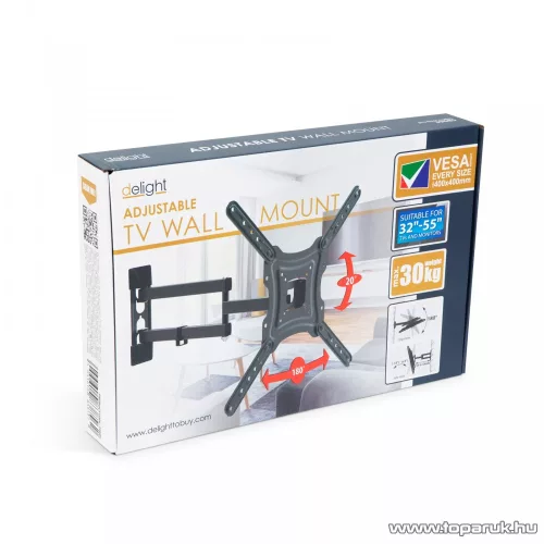 Delight 39685 Karos fali tartó LCD, LED és plazma TV-hez (max 140 cm / 55 col átmérőig), fekete