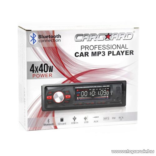 Carguard CD164-N autós MP3 lejátszó Bluetooth kapcsolattal, FM tunerrel és SD / USB olvasóval, piros világítással (39701)