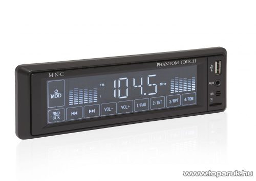 M.N.C MP3-as érintő kijelzős autórádió USB/MSD/MMC/AUX bemenettel, fekete (39713)
