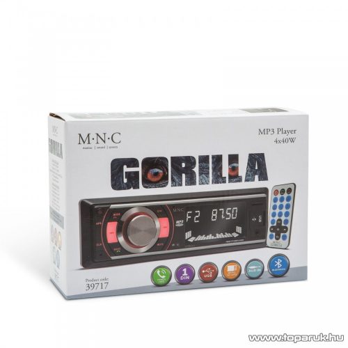 MNC GORILLA autós rádió fejegység USB - MicroSD - AUX - Bluetooth kapcsolattal és távirányítóval (39717)