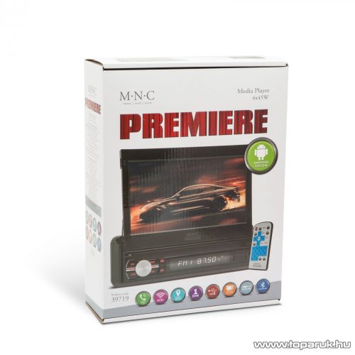 MNC PREMIERE érintőkijelzős fejegység 7"-os érintőkijelzővel, WiFi, Bluetooth, GPS, 1 DIN (39719)