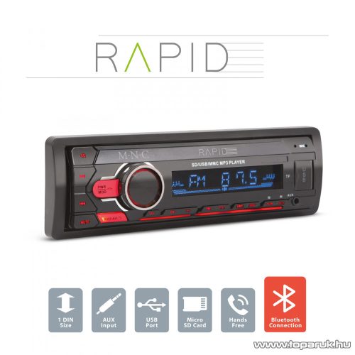MNC 39750 RAPID Autórádió fejegység, 1 DIN, 4 x 50 W (USB / SD kártya / AUX / Bluetooth 4.0)