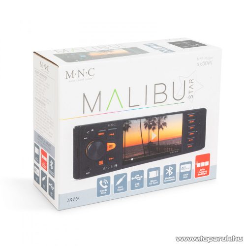 MNC 39751 MALIBU STAR Multimédiás autórádió fejegység, 1 DIN, 4 x 50 W (USB / SD kártya / AUX / Bluetooth 5.0)