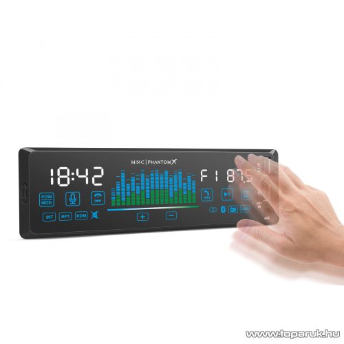 MNC 39752 PhantomX autórádió fejegység érintőgombokkal és gesztusverzéléssel + távirányítóval, 1 DIN, 4 x 50 W