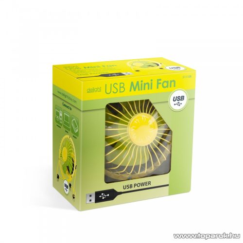 delight USB Mini asztali ventilátor, sárga, citrom (51110B)
