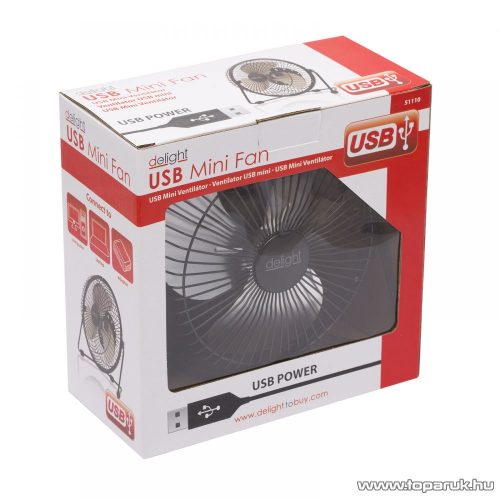 delight USB Mini asztali ventilátor, fekete (51110)