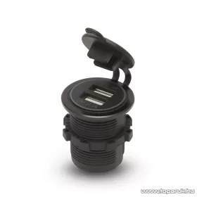   Szivargyújtó helyére beépíthető USB aljzat, piros LED világítással, csavaros kivitel, 2 x USB - 5V - 2,1A (54926RD)